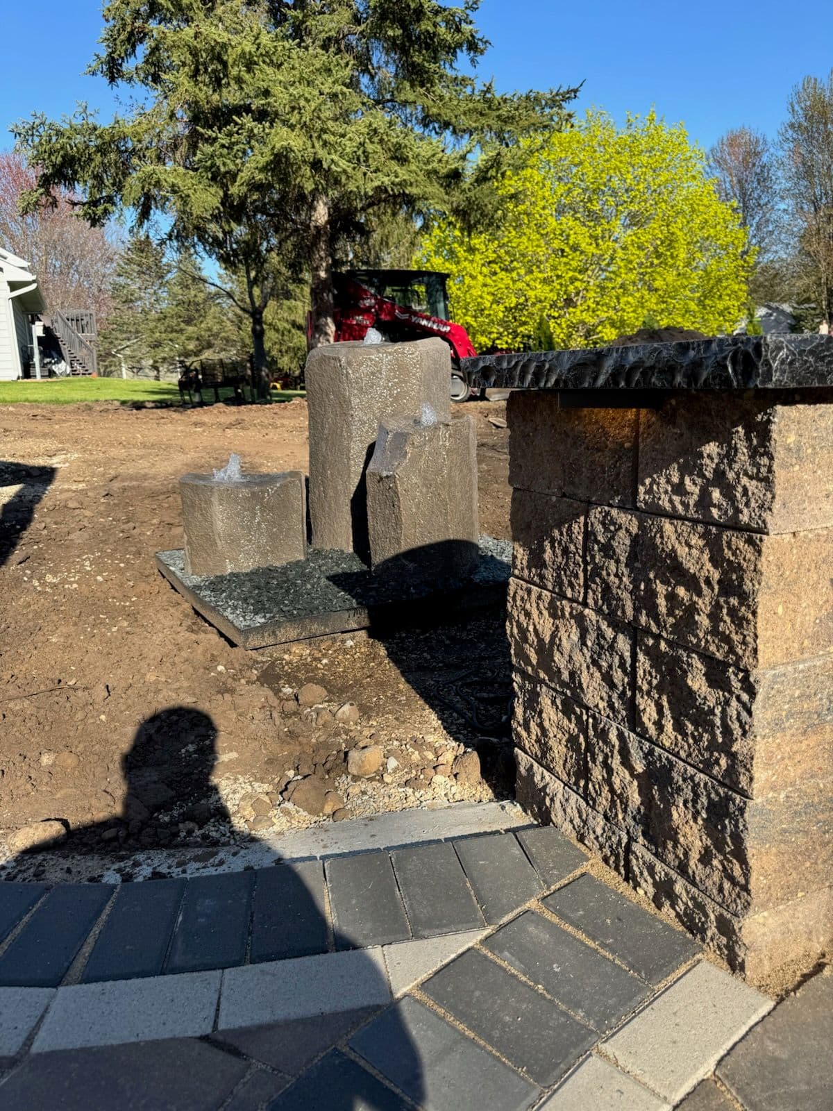 Tranquil Stone Fountain Installation by Kittock
